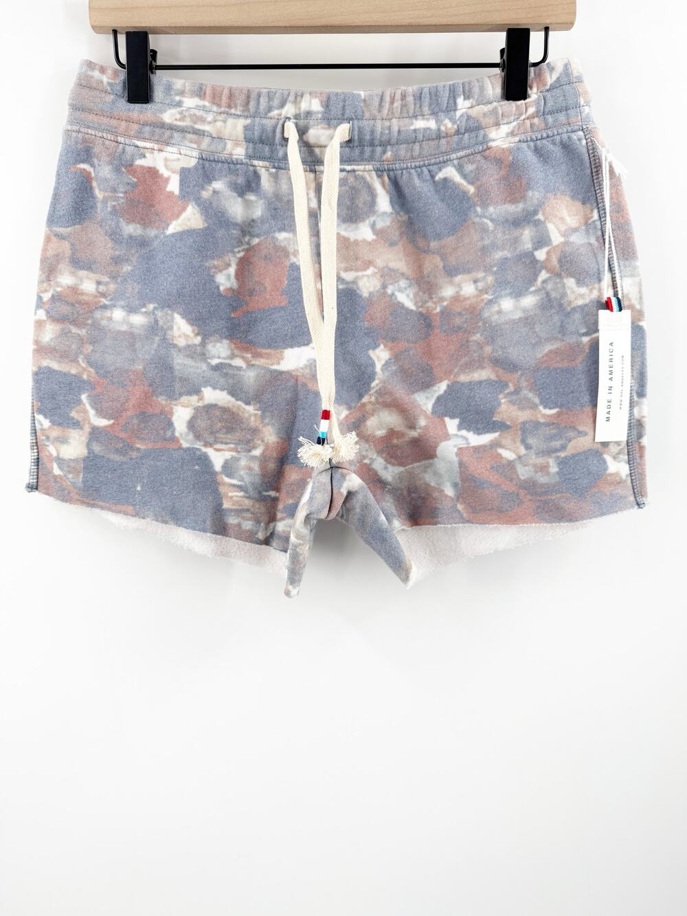 Sol Angeles Pajama Shorts Women’s Medium NWT Blue Watercolor Camo Fleece Lounge